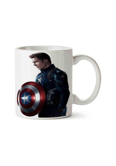Captain America Baskılı Kupa Bardak Beyaz