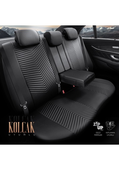 Advanced Design Özel Tasarım Premium Süet-Deri Ekstra Destekli Universal Oto Koltuk Kılıfı Tam Set