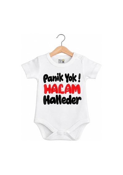 Babylimon Unisex Bebek Beyaz Panik Yok Halam Halleder Baskılı Zıbın Beyaz - 936542275 Beyaz