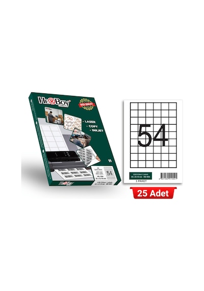 Herboy Hb-1054 35 X 33,16 Mm A4 Laser Etiket 25 Adet