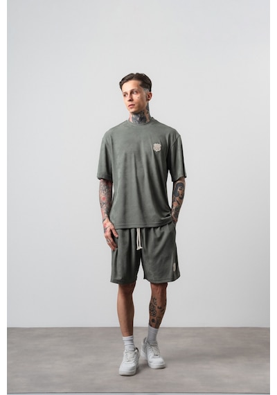 Erkek Route 07 Arma Detaylı Regular Fit T-shirt Şort Takım Haki