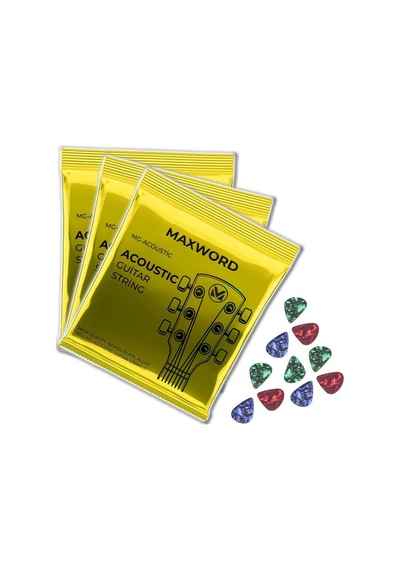 Maxword Gt-acoustic-3x Kaliteli Akustik Gitar Teli 3 Takım Set 10 Pena Hediye