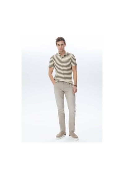 Kip Haki Slim Fit Denim Pamuk Karışımlı Pantolon Haki