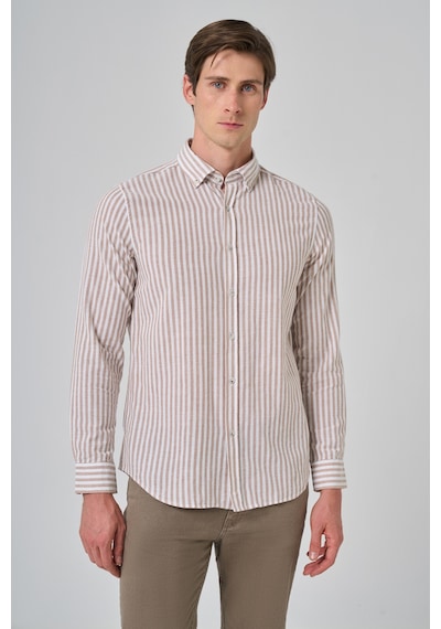 Morven Erkek Vizon Slim Fit Düğmeli Yaka Gömlek 25ms004012405 Vizon Vizon
