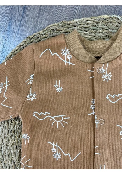 101 Dalmaçyalı Yenidoğan Organik Pamuk 3lü Erkek Bebek Tulum Set Vanilya