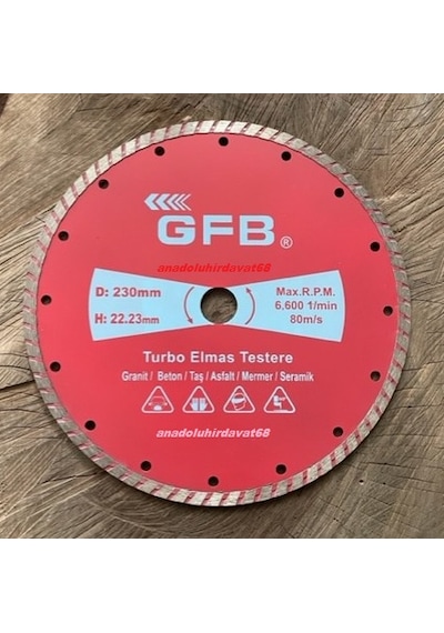 Gfb 230mm Beton Kesme Testeresi Granit Mermer Taş Kesici Elmas Disk