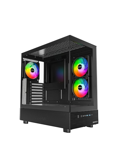 Montech Xr Cam Panel Oyuncu Kasası Siyah Renk + Alpha 80+ Bronze 850w Atx 3.1 Gen5.1 Psu + 6 Port Fa