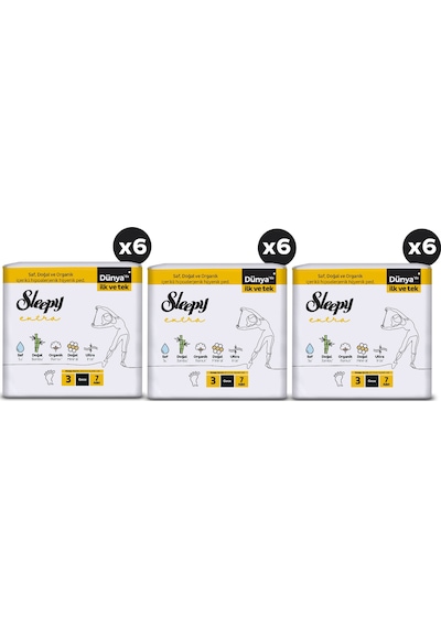Sleepy Extra Ultra İnce Gece Hijyenik Ped 3 x 42'li