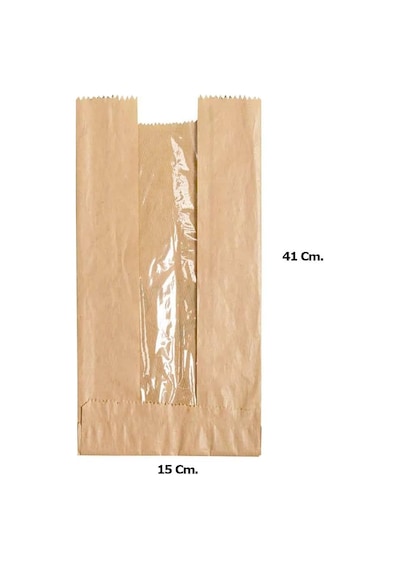 Pencereli Kraft Baget Ekmek Fırın Kese Kağıdı - Orta Boy - 15 X 41 Cm. - 0.510 Kg. - Paket