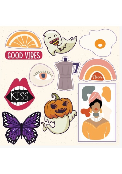 Hayalet Kiss Kelebek Tasarımlı A5 Stickers Çıkartma Pytkstk014