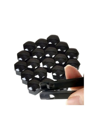 Bijon Kapağı 19 Mm Siyah 20 Parça Set Jant Bijon Koruyucu Kapak Universal