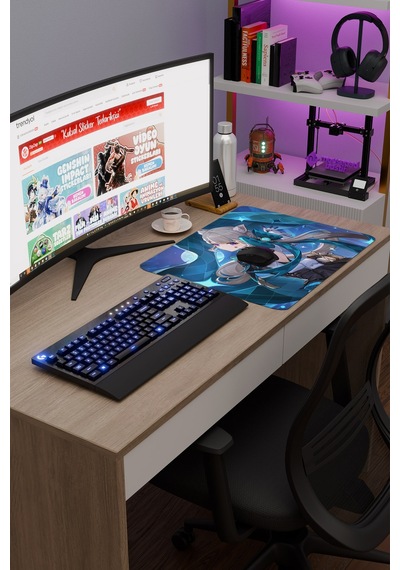 Lynette Genshin Impact Anime Oyuncu V4 - 48x40 Xl Gaming Mouse Pad Fare Altlığı