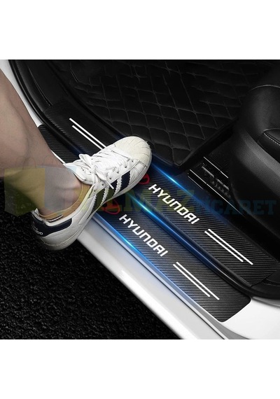 Hyundai Logo Karbon Kapı Eşiği Oto Sticker Etiket 4 Parça
