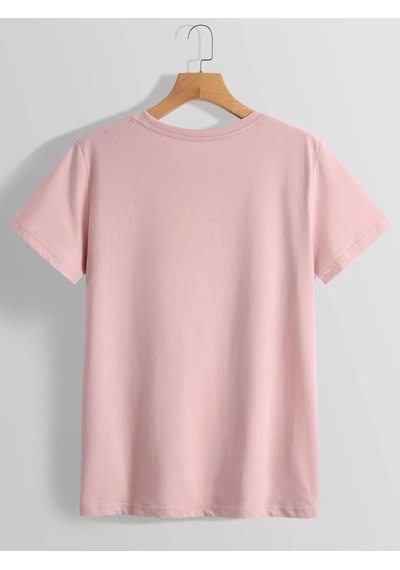 Relax Bear Süprem T-shirt - Pembe Baskılı Oversize Bisiklet Yaka Tişört Pembe-78912