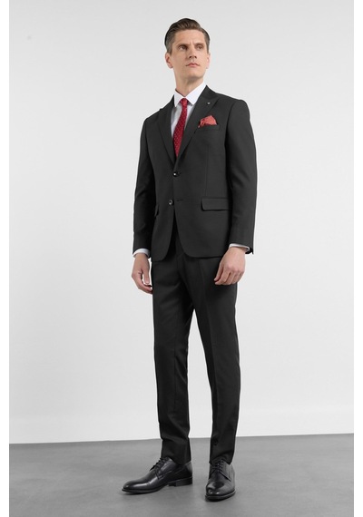 İmza Siyah Kırlangıç Yaka 6 Drop Slim Fit Tam Astar Esnek Takım Elbise 1001260158