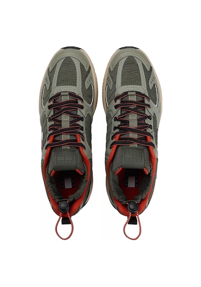 Tommy Hilfiger Erkek Farklı Materyalli Runner Sneaker - Yeşil Pewter Green