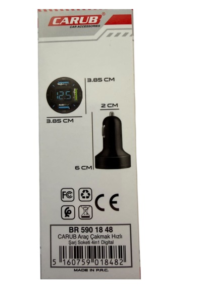 Araç İçi Dijital Çakmak Sarj Soketi Hızlı Sarj 66w 4 İn 1 Usb + Type C 5901848
