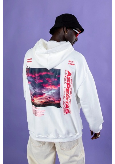 Startmore Asperitas Sırt Baskılı Oversize Unisex Beyaz Beyaz
