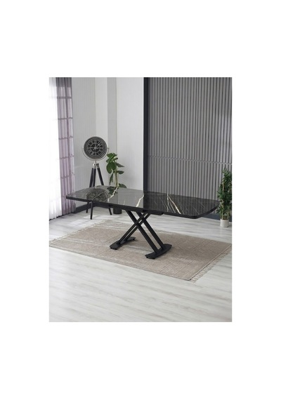 Venoxa Premium 80x120 / 80x180 Ölçülü Mdf Masa Tek Masadır Siyah Mermer Siyah Mermer