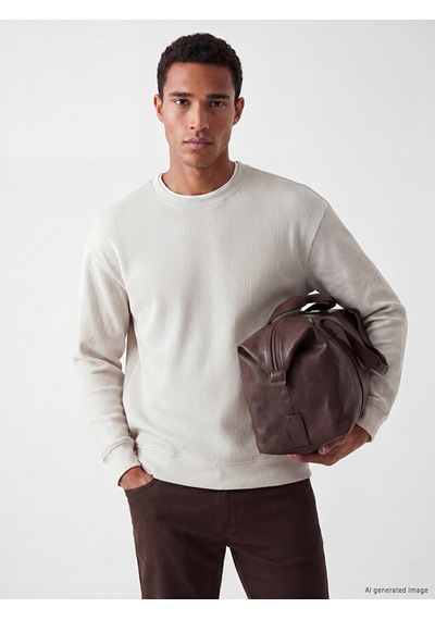 Lcw Vision Bej Bisiklet Yaka Fitilli Erkek Sweatshirt