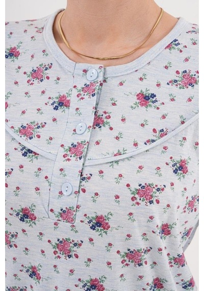 Mecit Pijama Mecit 6318 Mavi Büyük Beden Kadın Sabahlık Pijama Gecelik Set Mavi