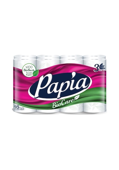 Papia Biocare 16 Rulo 3 Katlı Tuvalet Kağıdı Ultra Yumuşak Ekstra Dayanıklı