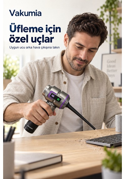 Md-a8 Vakumia Kablosuz El Süpürgesi 100w, 3 Kademeli, 200 Ml - Siyah-beyaz Gri