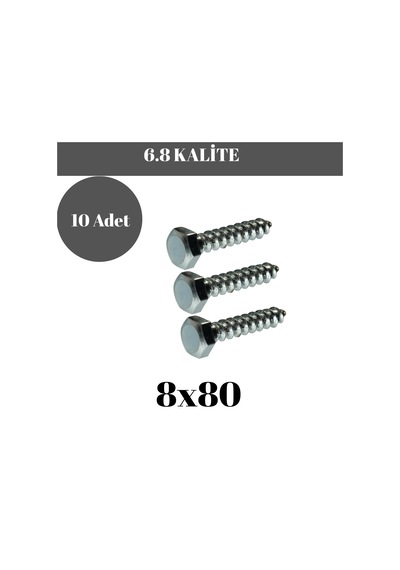 Trifon Vida 8x80 Mm Altı Köşe Anahtar Başlı Vida 10'lu Paket 8 x 80 MM