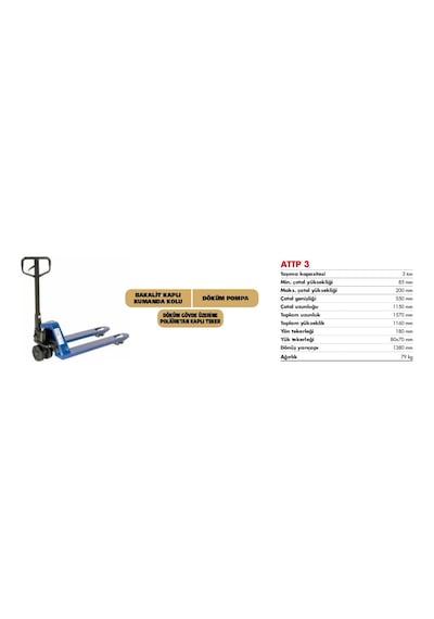 Atlas Attp 3 Ağır Hizmet Transpalet 3 Ton