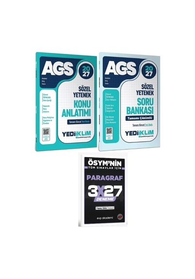 Yediiklim 2027 Meb-ags Sözel Yetenek Konu + Soru Bankası 2 Li Set + Evp Akademi Paragraf