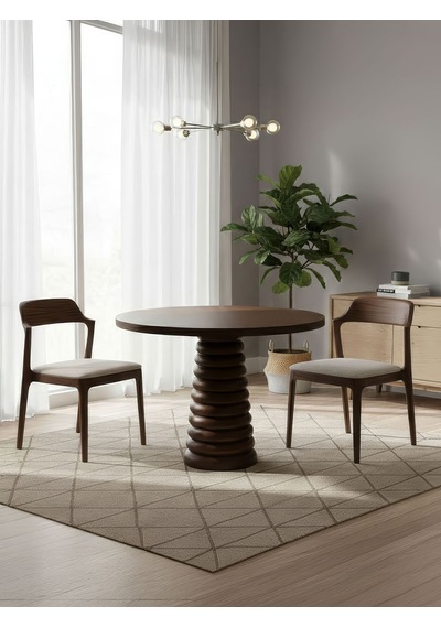 Spirra Yuvarlak Ahşap Yemek Masası 120x120 Ceviz