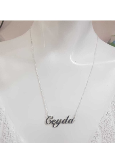 Ceyda Yazılı Isim Kolye Kişiye Özel Tasarım 925 Gümüş Sevgiliye Eşe Anneye Hediye Kolye