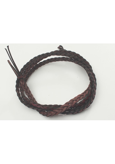 8-12 Mm Yassı Örgülü Naturel Doğal Deri Kordon 1 Metre 8 Mm / Kahverengi