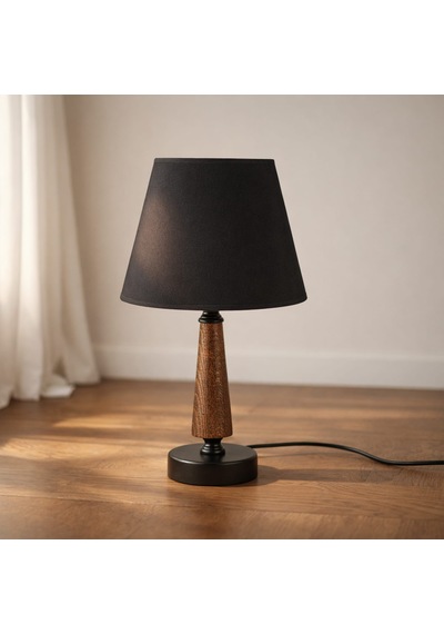 Lighting Metal Ayaklı Ahşap Abajur - Siyah Çok Renkli