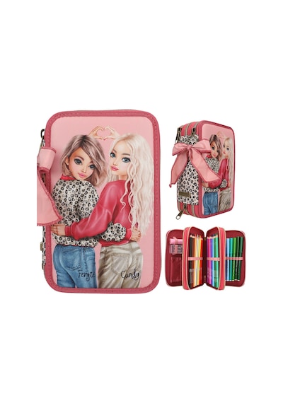 Top Model 3 Katlı İçi Dolu Kalem Çantası Leoheart 413639 Çok Renkli