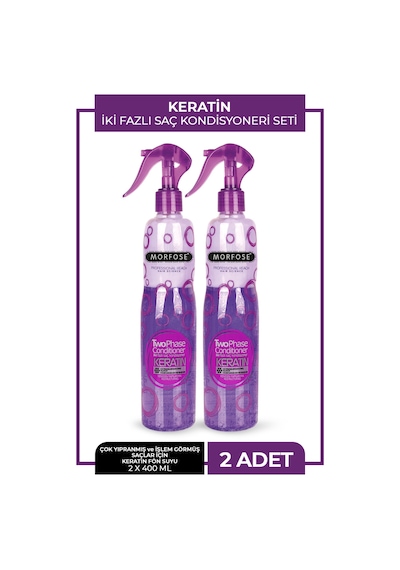 2x400 Ml Keratin Içeren Çift Fazlı Fön Suyu