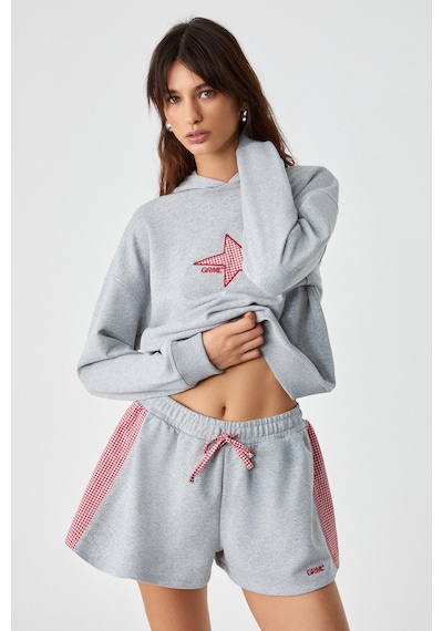 Ethıquet XEARTH Kadın Oversize Uzun Kollu Kapüşonlu Gri Sweatshirt