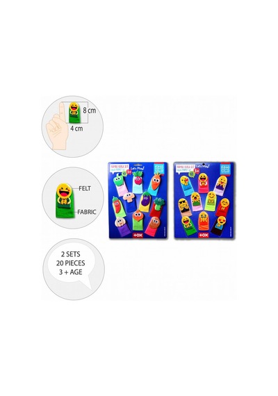 2 Set 20 Parça Tox Emojiler ve Sebzeler Parmak Kukla T106 T104