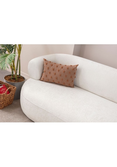 Swita Home Dekoratif Puantiye Keten Kumaşlı Kırlent Kılıfı 30x50 Kahverengi