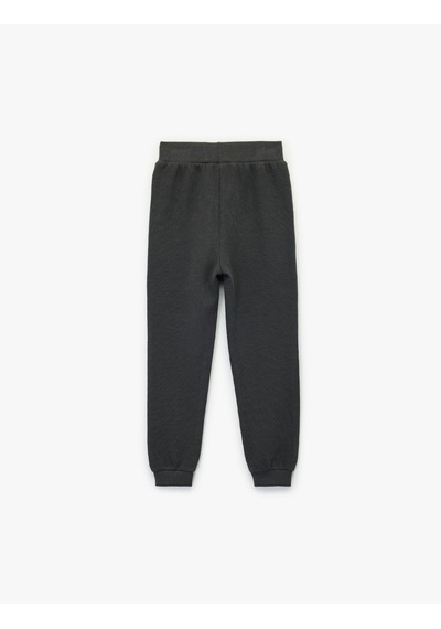 Koton Pamuklu Şardonlu Beli Lastikli Basic Jogger Eşofman Altı Antrasit 6wmb40025tk Antrasit