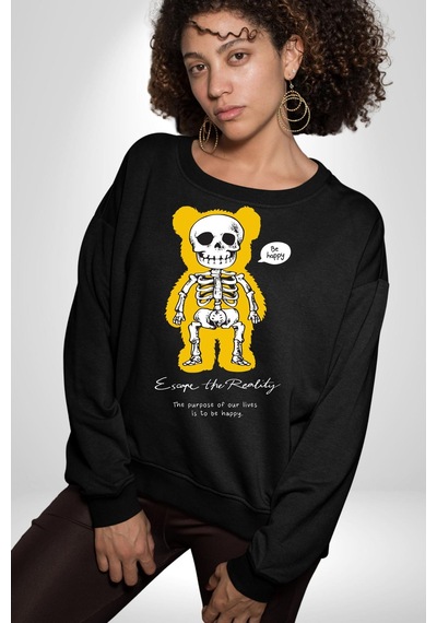 Mutlu Ol Unisex Siyah Sweatshirt Siyah