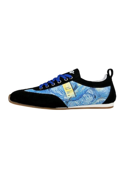 Kadın Vegan Deri Mavi Sneakers - Vincent Van Gogh The Starry Night Tasarım Çok Renkli