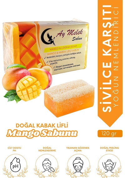 Mango Özlü Doğal Kabak Lifli Güzellik Sabunu Cilt   Etkili Diğer