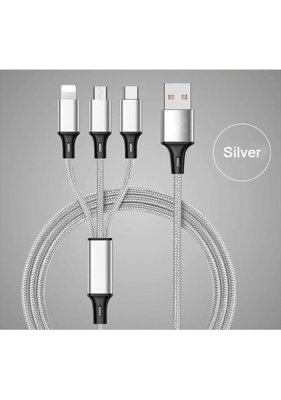 Concord 2.4a 120cm 3 Çıkışlı Mikro Usb Lightning Type-c Kablo