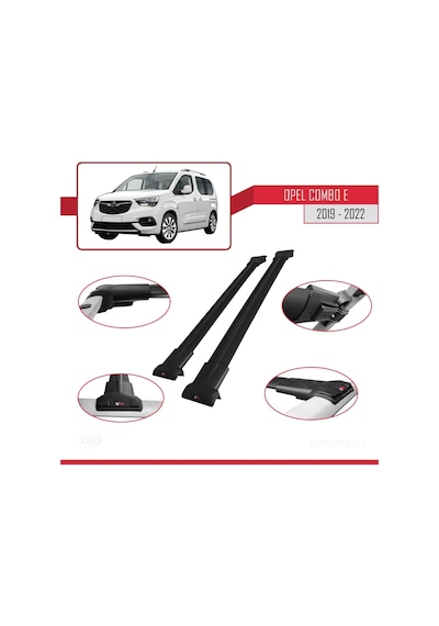 Opel Combo E 2019-2022 Arası İle Uyumlu Fly Model Ara Atkı Tavan Barı Siyah