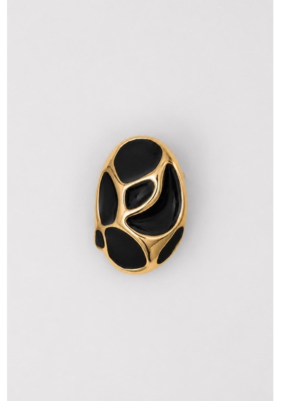 Siyah Mine Detaylı Gold Küpe Gold - Siyah