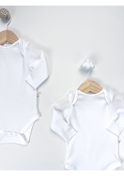 Sezgibaby Unisex, Bebek Uzun Kol % 100 Pamuk 3'lü Çıtçıtlı Body & Zıbın 0-3 Ay / 3-6 Ay / 6-9 Ay Beyaz