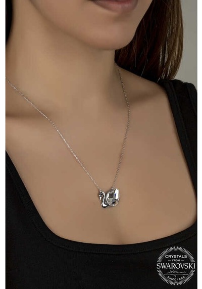 Gumush  Swarovski Crystal Taşlı Kuğu Gümüş Kadın Kolye