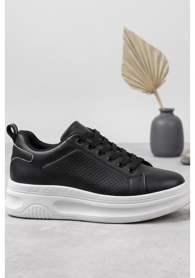 In Step Mcqueen Unısex Siyah Günlük Spor Ayakkabı - Yüksek Tabanlı Comfort Sneaker