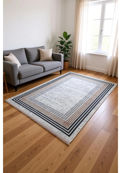 Blghome Dokuma Tabanlı Dijital Baskı Halı Blg3809 Gri